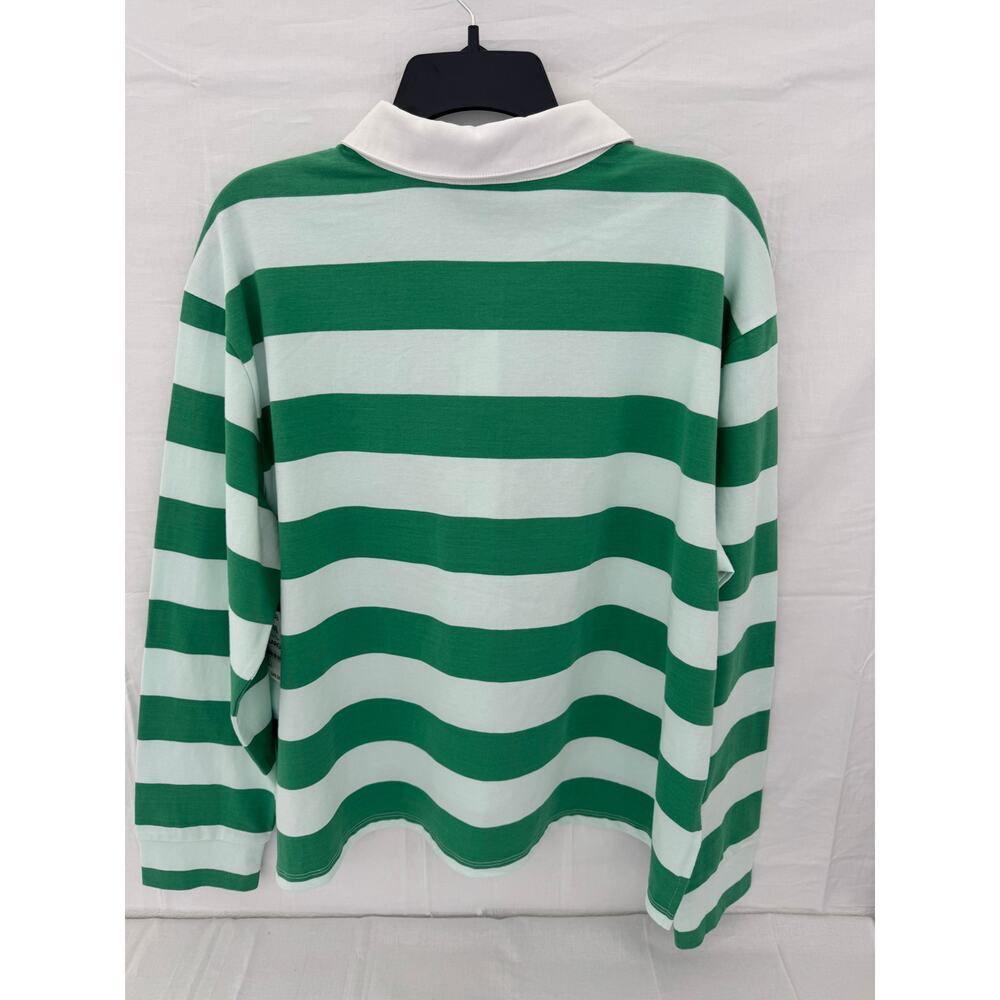 ON-34TH Women’s XXL Green & White Striped Polo Knit Long Sleeve Shirt - Picture 3 of 8